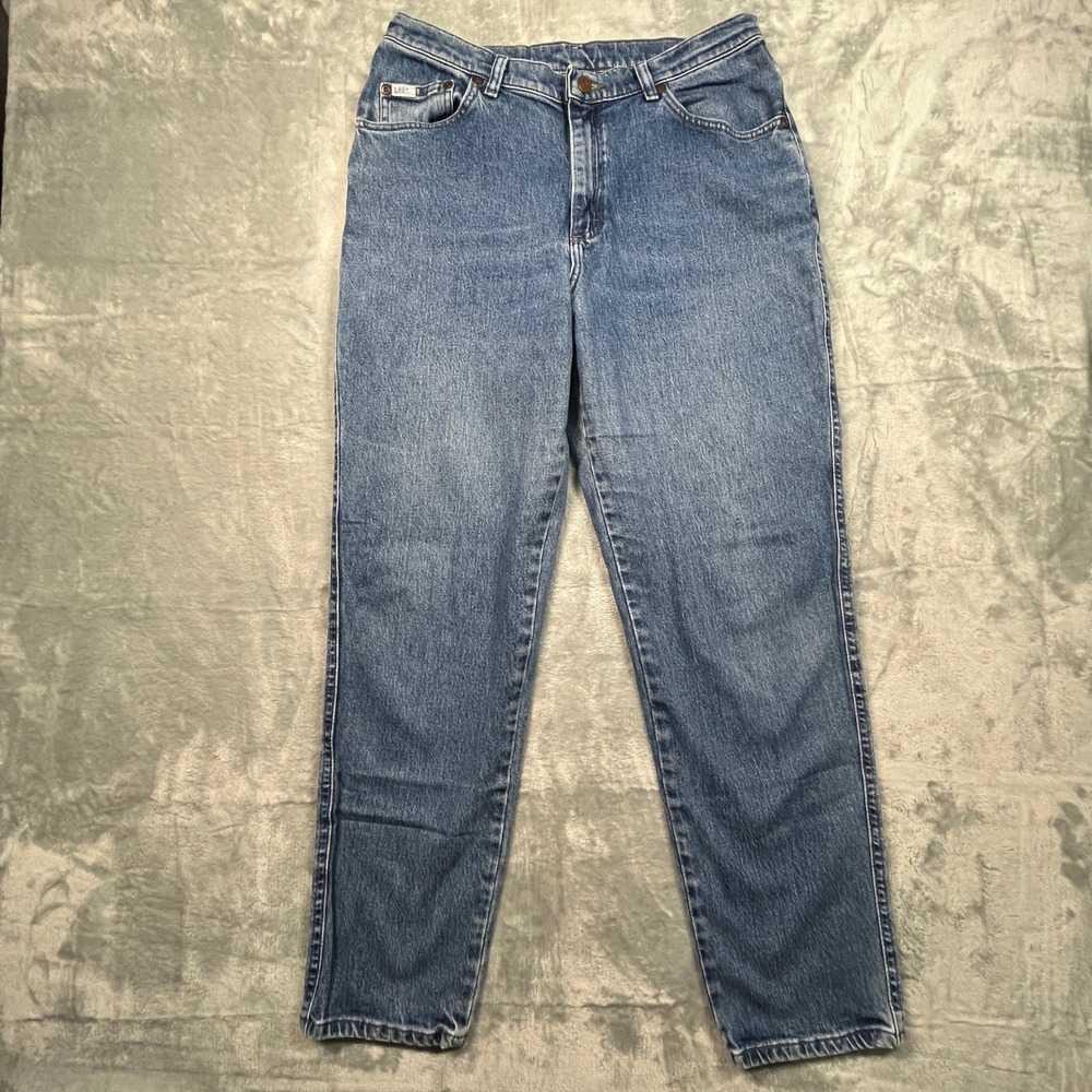 Vintage 80's Lee Womens High Waist Mom Jeans‎ Straight Leg Blue Cotton Blend 16M